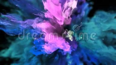 彩色爆炸，彩色蓝色，蓝色，粉红色，烟雾，爆炸液，粒子，阿尔法，哑光